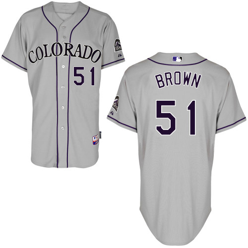 Brooks Brown #51 MLB Jersey-Colorado Rockies Men's Authentic Road Gray Cool Base Baseball Jersey